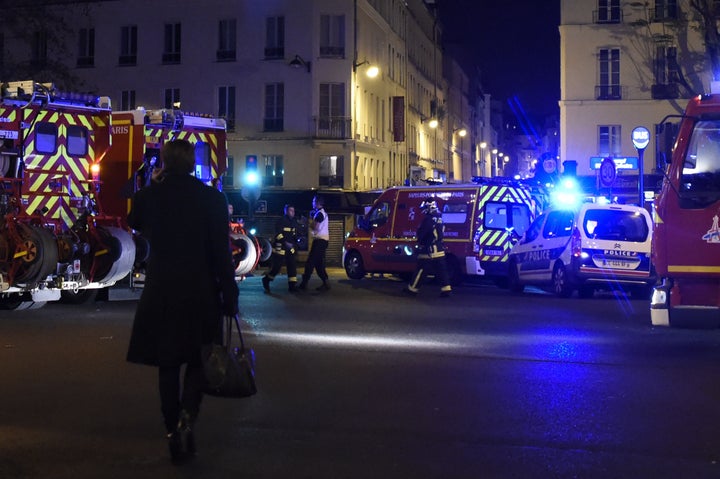 A Parisian street Friday night after multiple attacks across the city.