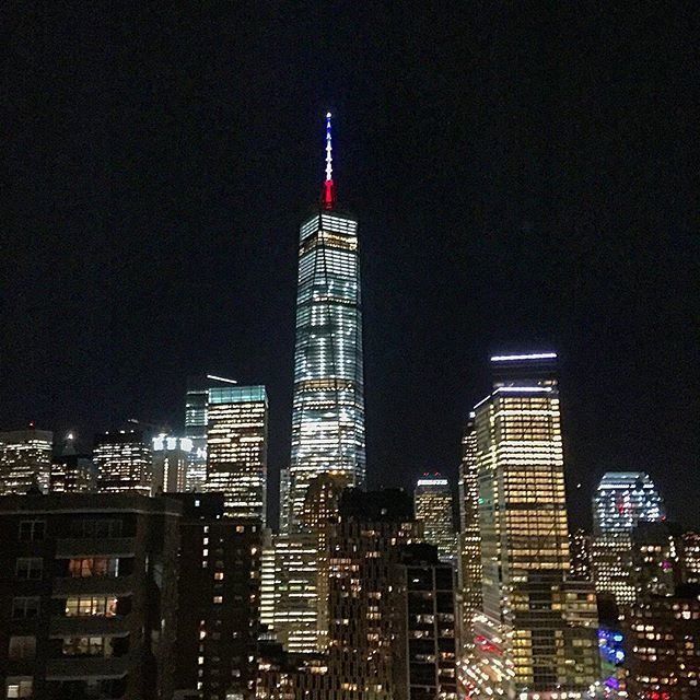 Freedom tower showing solidarity with Paris on Friday, Nov. 13, 2015.