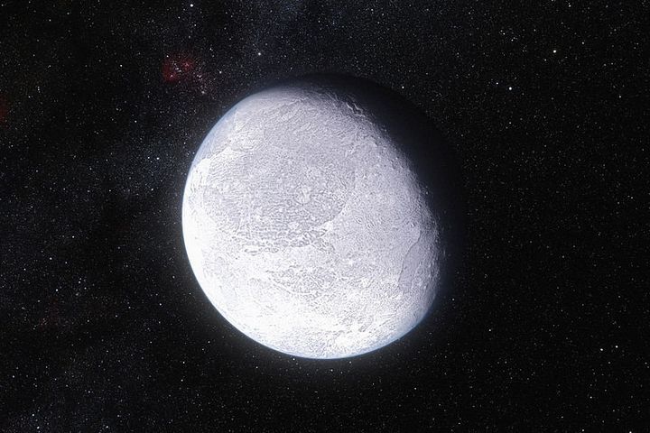 An artist's impression showing the dwarf planet Eris, which was previously recognized as the solar system's most distant object.