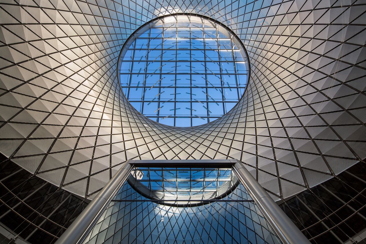 Located in New York City, the Fulton Center is a transportation hub meant to service 300,000 passengers per day.