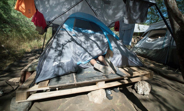 A tent in the encampment.