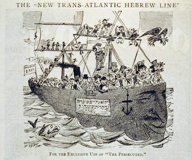 This 1881 cartoon in Puck magazine depicts Jewish immigrants.