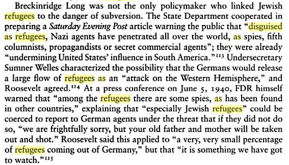In his 2003 book Nazis and Good Neighbors, Max Paul Friedman recounts how top U.S. officials worried that Nazis would pose as refugees to infiltrate the Western Hemisphere. H/T @HistOpinion