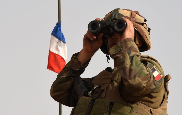 A French soldier of the 93rd Mountain Artillery Regiment, part of the French Army's 'Operation Barkhane', on June 5, 2015.