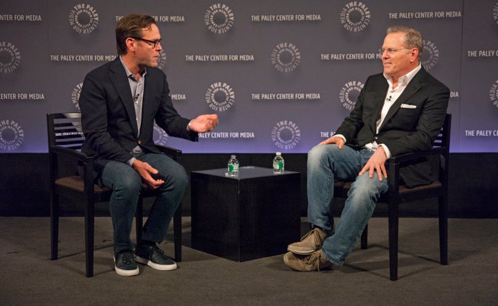 James Murdoch, CEO of 21st Century Fox, and David Zaslav, president and CEO of Discovery Communications, speak at The Paley C