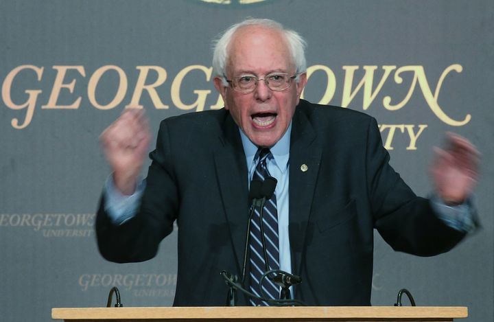 Democratic presidential candidate Sen. Bernie Sanders (I-Vt.) speaks about democratic socialism Thursday at Georgetown University in Washington, D.C.
