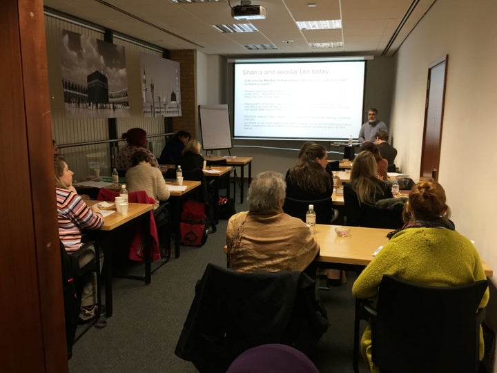 Visitors take part in the East London Mosque's Islam Awareness course.