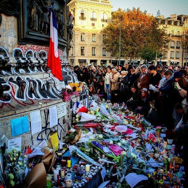 The memorial at Place de la Republique is seen on Nov. 20, 2015 in Paris.