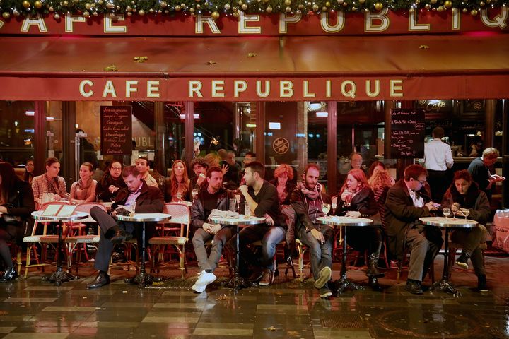 PARIS, FRANCE - NOVEMBER 17: People eat and drink at the 'cafe republique' on November 17, 2015 in Paris, France.