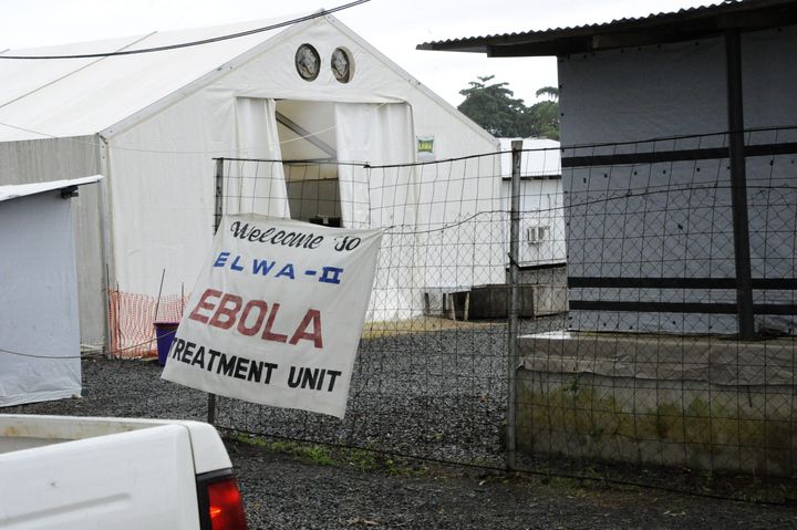 The entrance to the Elwa clinic, an Ebola treatment center in Monrovia.