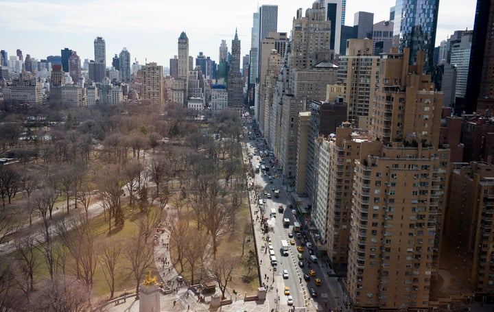 Beautiful, completely unaffordable buildings along Central Park in Manhattan.