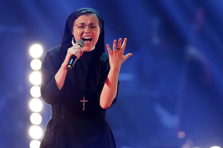 Sister Cristina Scuccia performs during 'The Voice of Italy' award on June 5, 2014 in Milan, Italy.