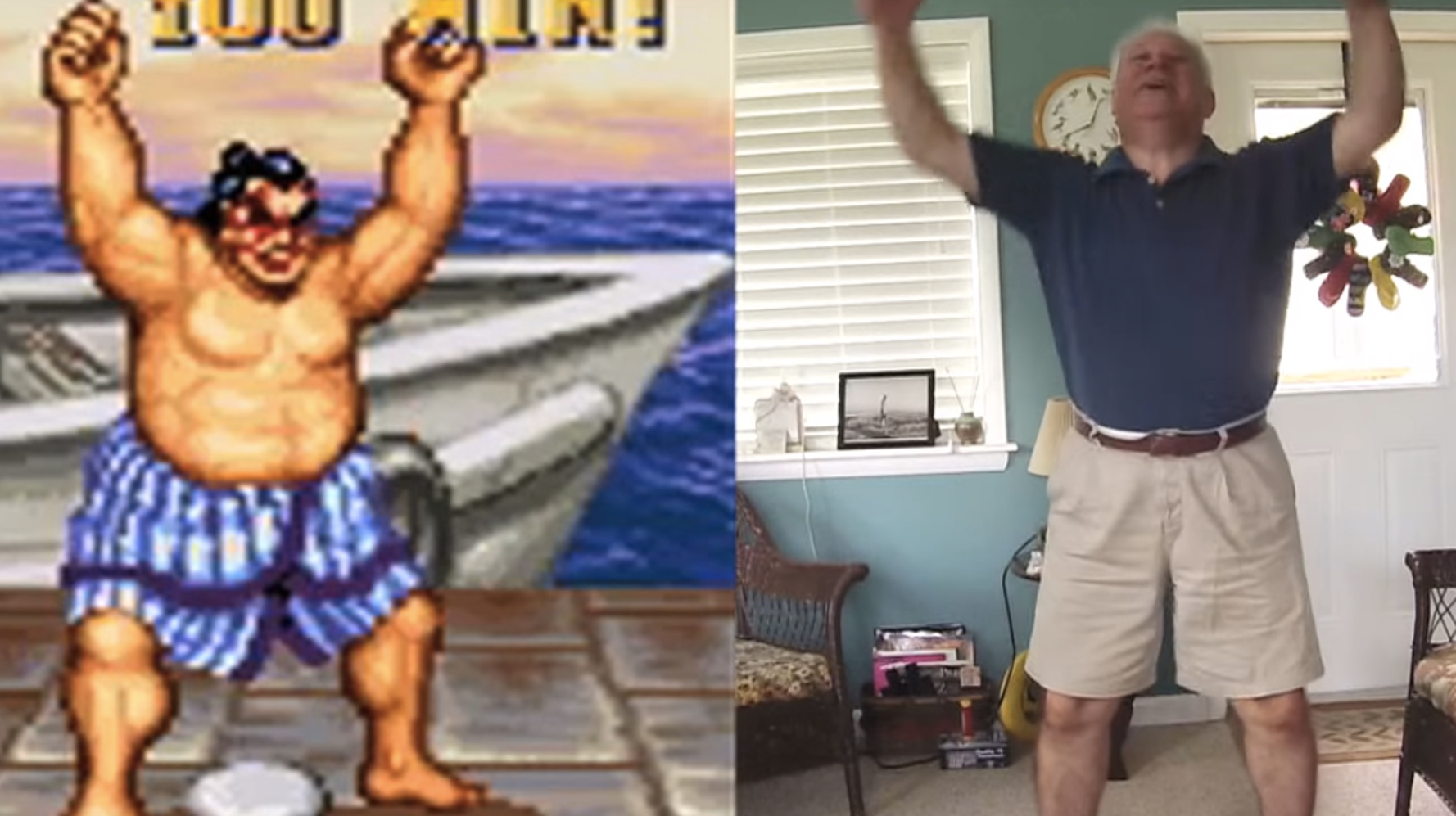 Comedian Gets Dad To Recreate Street Fighter II Turbo Victory Poses On   - Game Informer