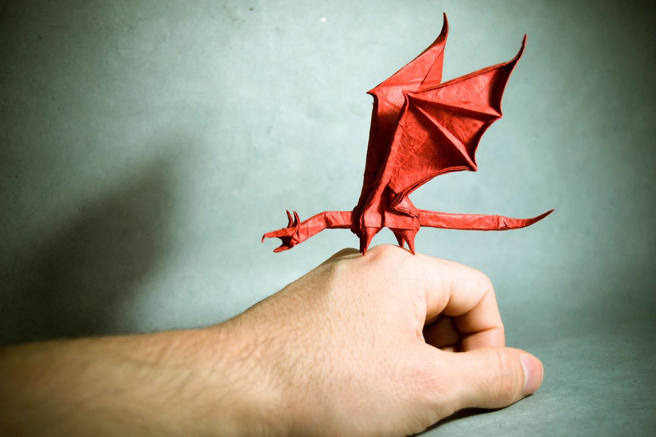 Origami Simple Dragon, design by Shuki Kato