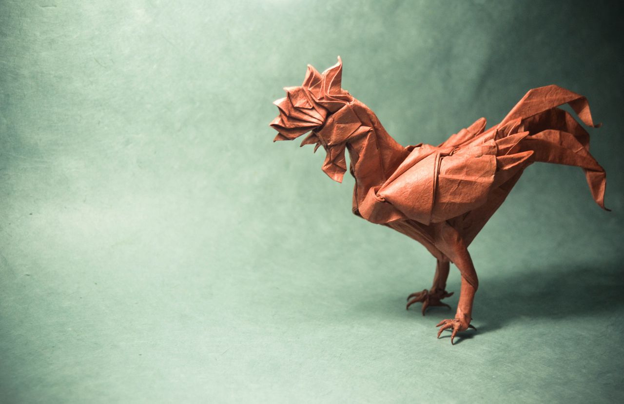 Origami Rooster, original design by Satoshi Kamiya