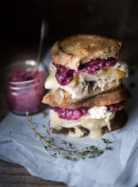 Turkey Brie Grilled Cheese Sandwich with Cranberry Mustard