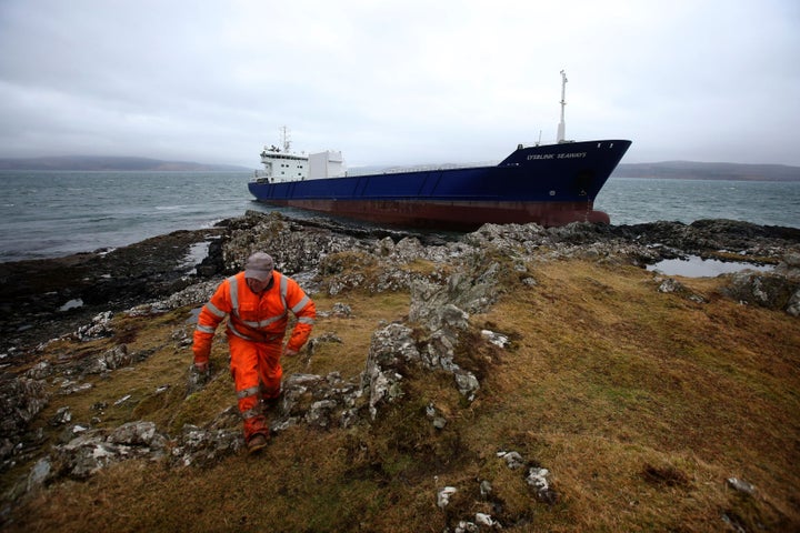 About 25 tons of marine gas oil was spilled into surrounding waters.