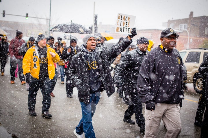 The Alpha Phi Alpha fraternity used the #AlphasInTheStreets to rally members from Indiana, Missouri and Illinois to protest violence in Chicago. 