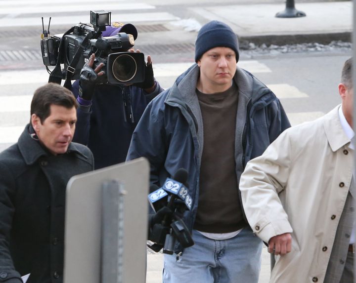 Chicago police Officer Jason Van Dyke arrives at the Leighton Criminal Courthouse in Chicago on Tuesday, Nov. 24, over the killing of Laquan McDonald.