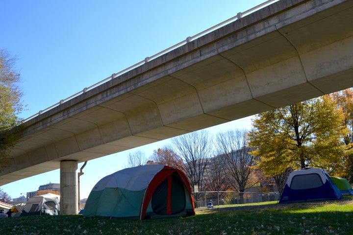 Washington, D.C. is trying to clear an encampment of homeless people from behind the Watergate Hotel.