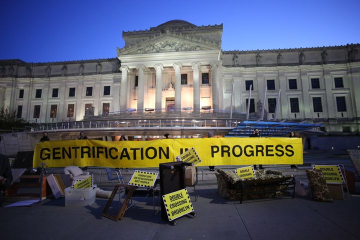The Artists Studio Affordability Project was one of many protesting gentrification during a real estate summit at the Brooklyn Museum on Nov. 17.