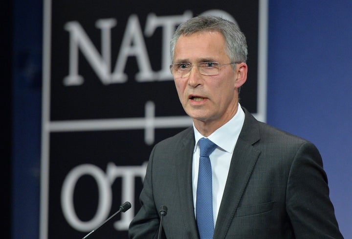 NATO Secretary General Jens Stoltenberg speaks during a press conference at NATO headquarters following the downing of a Russian warplane near the Turkey-Syria border on November 24, 2015 in Brussels, Belgium.