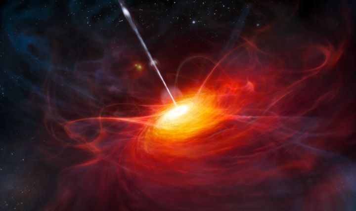 An artist's impression of a very distant quasar.