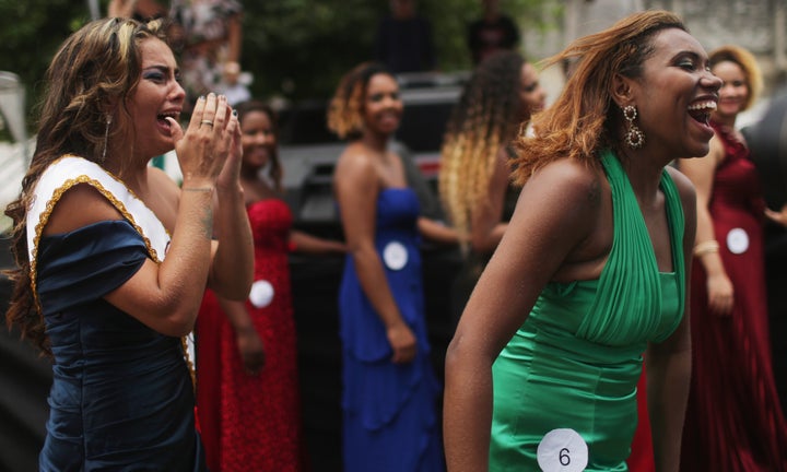 Inmate participants rejoice at the annual beauty pageant