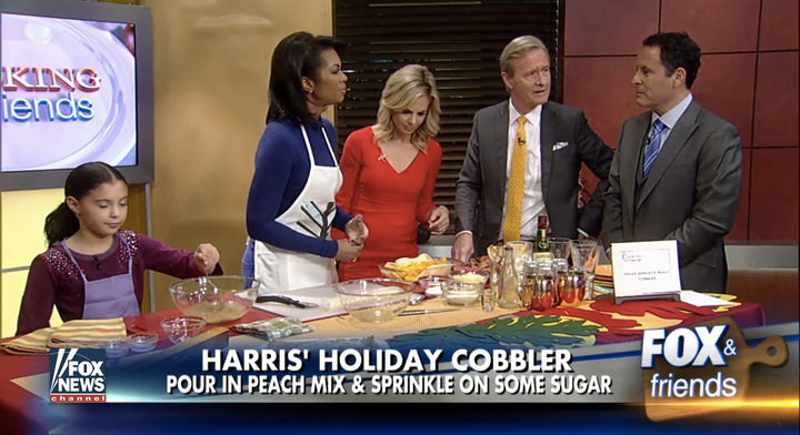 Harris Faulkner reacts to Brian Kilmeade's question, "Do you make Kool-Aid?"