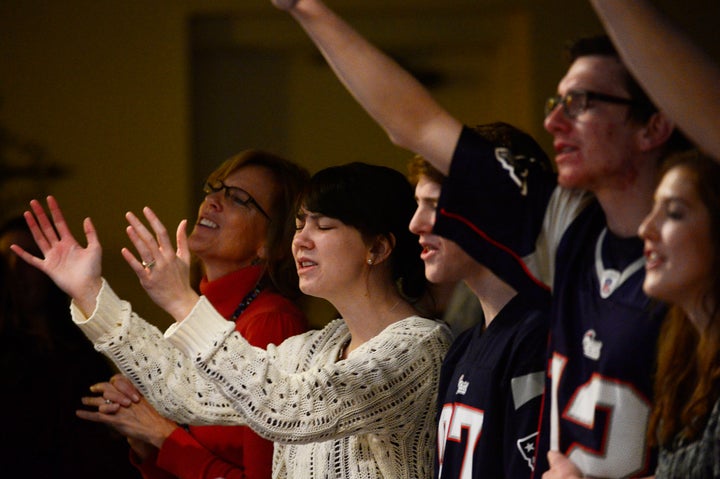 Churchgoers sing at the beginning of service at Hope Chapel on Nov. 29, 2015, in Colorado Springs, Colorado.