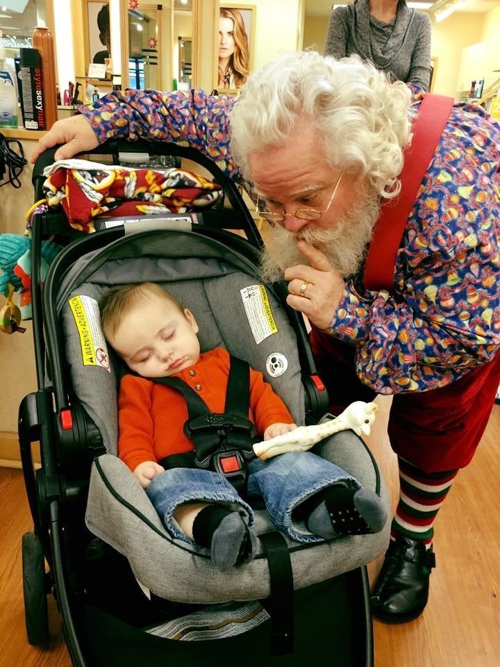 Little Zeke returned to the mall Sunday to visit with Santa. Once again, he snoozed through their visit.