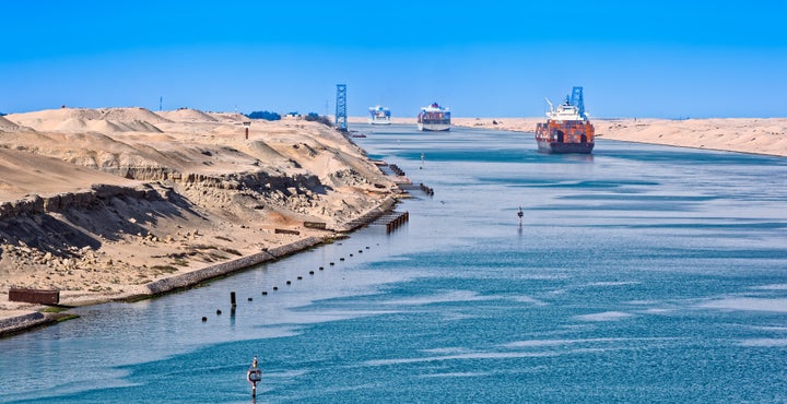 The Suez Canal now houses an 180-foot lighthouse at Port Said.