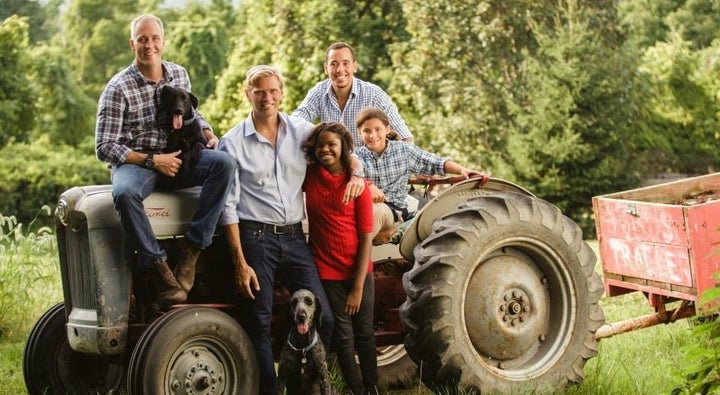 Rep. Sean Maloney (D-N.Y.) with his husband, Randy Florke, and their children.