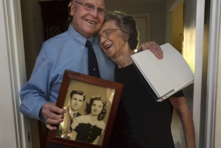 Charles and Frances Hamlin embrace each other. 