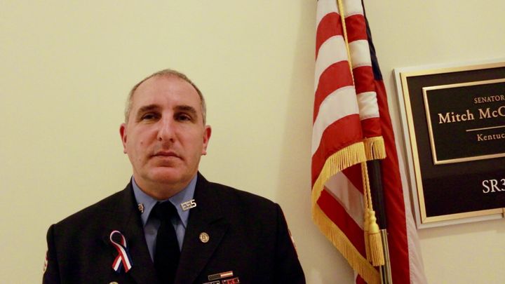 Paul Iannizzotto, a former New York firefighter, visited Senate Majority Leader Mitch McConnell's office with two dozen other 9/11 responders.