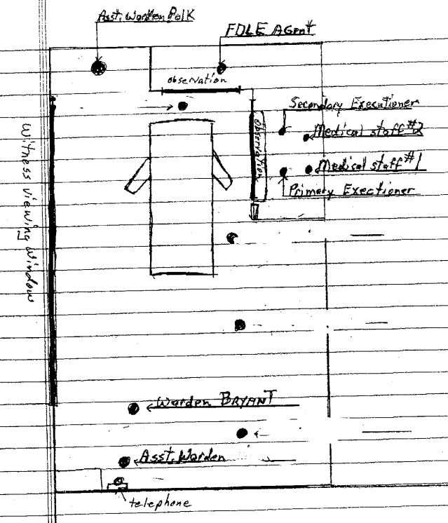 A commission report on the Diaz execution included this sketch of the death room chamber.