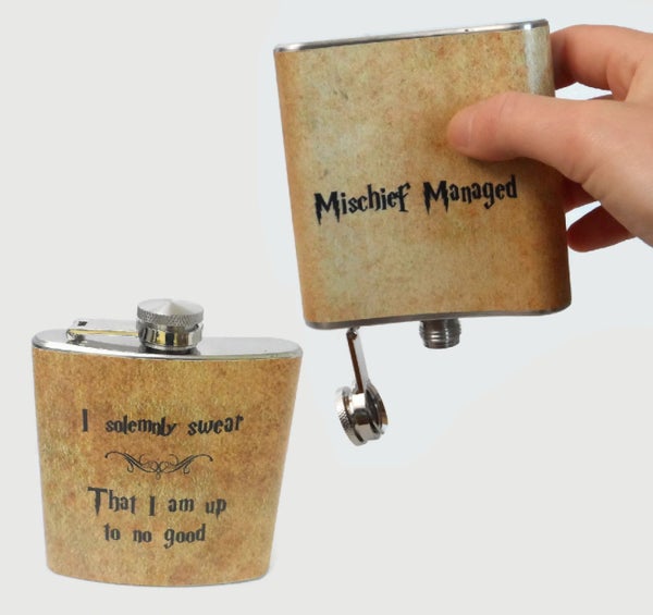 Get the <a href="https://www.etsy.com/listing/192895465/stainless-steel-hip-flask-i-solemnly">Harry Potter flask</a>.