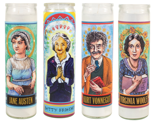 Get the <a href="http://www.philosophersguild.com/candles/">Secular Saints Writers candles</a>.