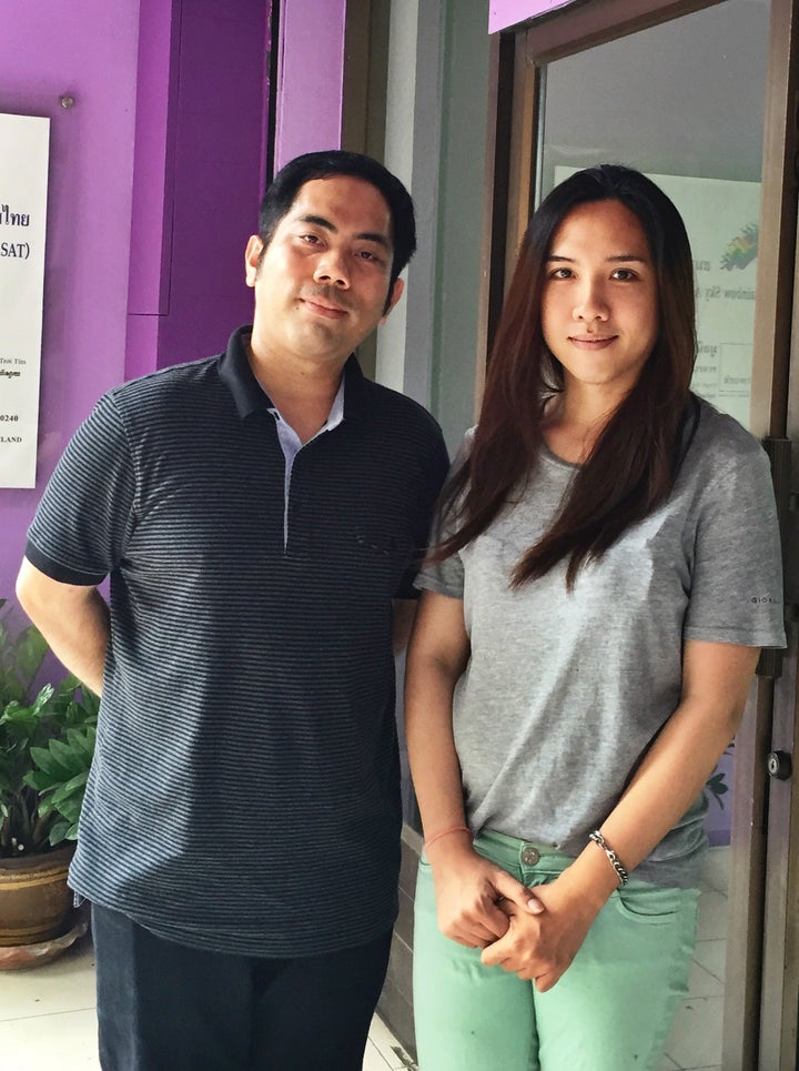 Rapeepun Ohm Jommaroeng (left) and Wannapong "Nhuun" Yodmuang (right) of the Rainbow Sky Association of Thailand agree that there are limited opportunities for the transgender community in the formal sector.