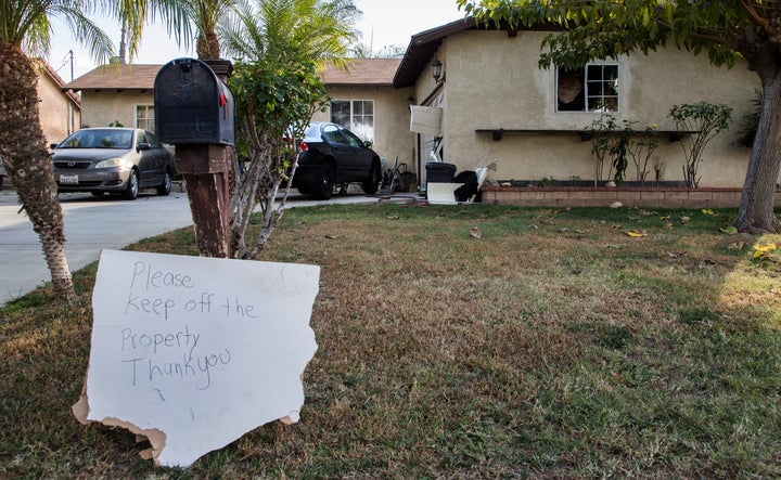 FBI agents executed a search warrant on a home on Tomlinson Avenue where resident Enrique Marquez is suspected of purchasing the guns used by the couple in the San Bernardino shooting rampage on December 5, 2015 in Riverside, California.