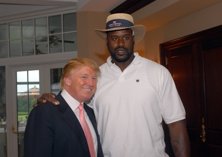 Donald Trump and Shaquille O'Neal at a celebrity golf tournament at the Trump National Golf Club in 2007.