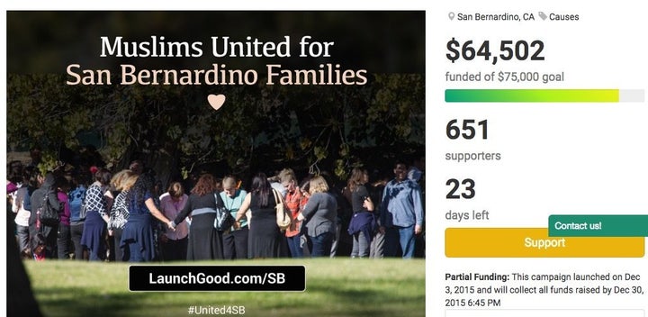 Muslims United for San Bernardino on LaunchGood, a Muslim-run crowdfunding platform.