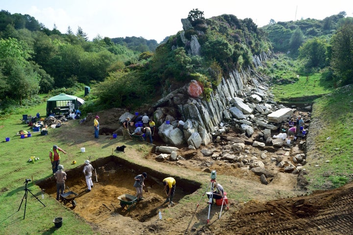 An excavation at Craig Rhos-y-felin in Wales, believed to be the source of some of the bluestones used in Stonehenge.