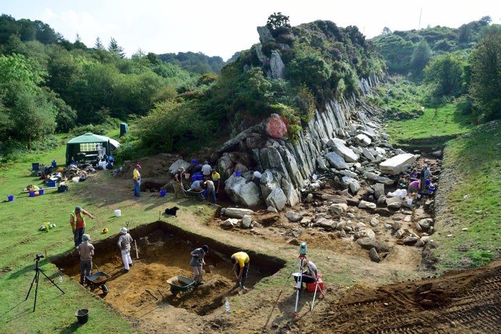 An excavation at Craig Rhos-y-felin in Wales, believed to be the source of some of the bluestones used in Stonehenge. 