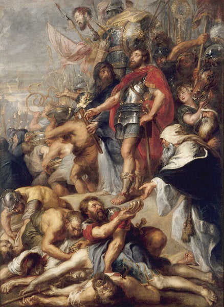 "The Triumph of Judas Maccabeus," painted by Peter Paul Rubens in 1635, depicts Judah the Maccabee's victory in battle.