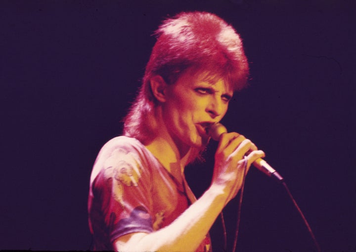 David Bowie performing as Ziggy Stardust in 1973.