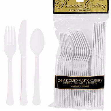 White Plastic Cutlery, $2.99