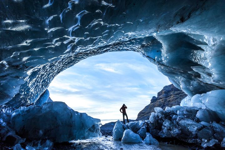 Glacial Ice Cave, Svinafellsjokull glacier, Skaftafell National Park, Iceland.
