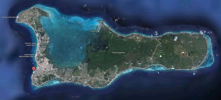 The area where the video was allegedly shot is near this red flag along Grand Cayman's southwest tip. It's marked as a marine park by the DOE.