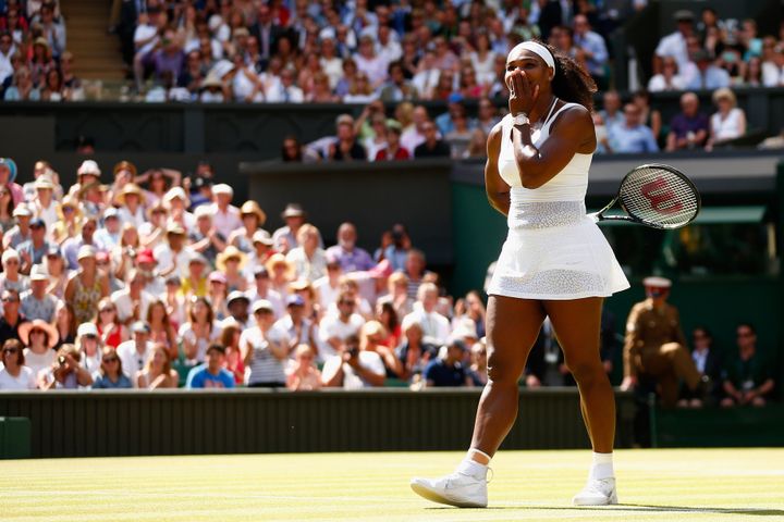 Williams celebrates after winning the Wimbledon finals on July 11, 2015.